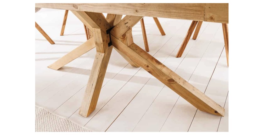 Table LOVARK – Rectangulaire 160 cm – Bois massif de pin – Style rustique