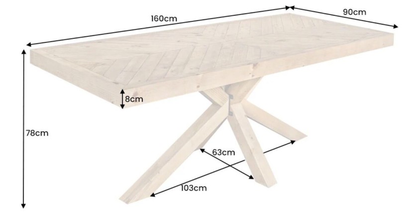 Table LOVARK – Rectangulaire 160 cm – Bois massif de pin – Style rustique