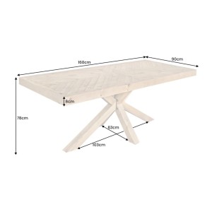 Table LOVARK – Rectangulaire 160 cm – Bois massif de pin – Style rustique