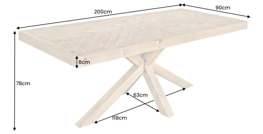 Table de salle à manger LOVARK – Rectangulaire 200 cm – Bois massif de pin