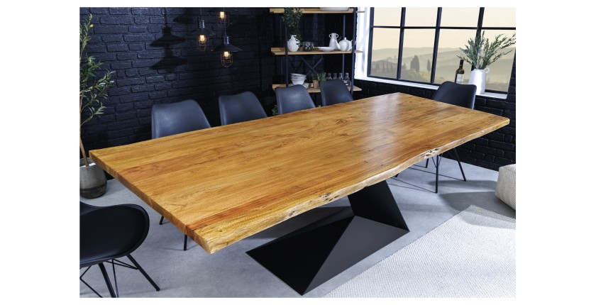 Table ARKAYA – Rectangulaire 200 cm – Bois massif et métal – Style industriel