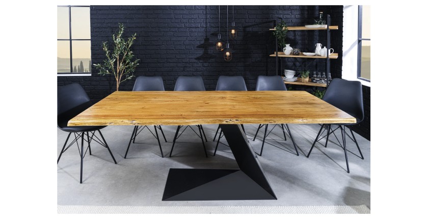 Table ARKAYA – Rectangulaire 200 cm – Bois massif et métal – Style industriel