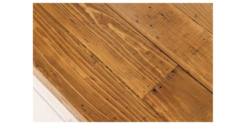 Table de salle à manger RANCHO – Rectangulaire 300 cm – Bois massif de pin recyclé et métal – Style rustique