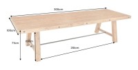 Table de salle à manger RANCHO – Rectangulaire 300 cm – Bois massif de pin recyclé et métal – Style rustique