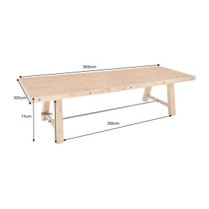 Table de salle à manger RANCHO – Rectangulaire 300 cm – Bois massif de pin recyclé et métal – Style rustique
