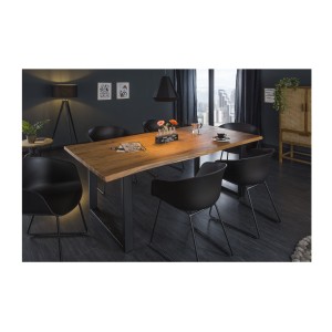 Table de salle à manger ARKAYA – Bois massif d’acacia et métal – Style industriel