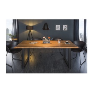 Table de salle à manger ARKAYA – Bois massif d’acacia et métal – Style industriel