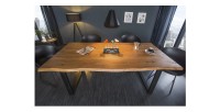 Table de salle à manger ARKAYA – Bois massif d’acacia et métal – Style industriel