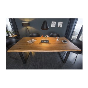 Table de salle à manger ARKAYA – Bois massif d’acacia et métal – Style industriel