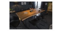 Table LODEN bois foncé vu de haut et de côté