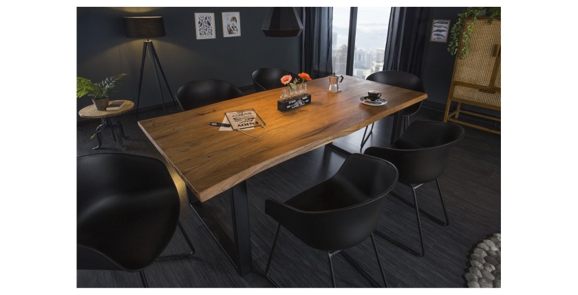 Table de salle à manger ARKAYA – Bois massif d’acacia et métal – Style industriel