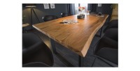 Table de salle à manger ARKAYA – Bois massif d’acacia et métal – Style industriel
