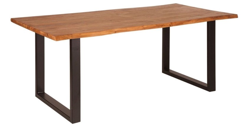 Table de salle à manger ARKAYA – Bois massif d’acacia et métal – Style industriel