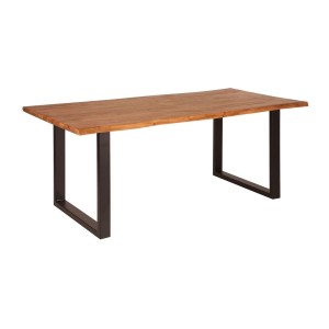 Table de salle à manger ARKAYA – Bois massif d’acacia et métal – Style industriel