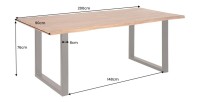 Table de salle à manger ARKAYA – Bois massif d’acacia et métal – Style industriel