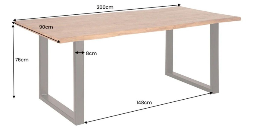 Table de salle à manger ARKAYA – Bois massif d’acacia et métal – Style industriel