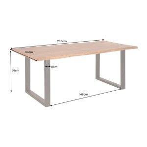 Table de salle à manger ARKAYA – Bois massif d’acacia et métal – Style industriel