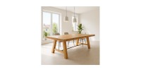 Table de salle à manger RANCHO – Rectangulaire 300 cm – Bois massif de pin recyclé et métal – Style rustique