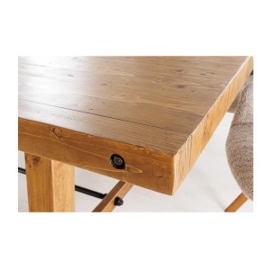 Grande table RANCHO – Rectangulaire 400 cm – Bois massif de pin recyclé et métal – Style rustique