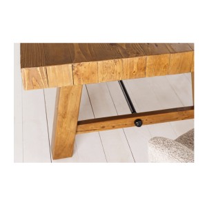 Grande table RANCHO – Rectangulaire 400 cm – Bois massif de pin recyclé et métal – Style rustique