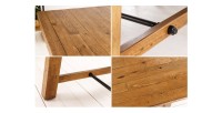 Grande table RANCHO – Rectangulaire 400 cm – Bois massif de pin recyclé et métal – Style rustique