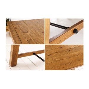 Grande table RANCHO – Rectangulaire 400 cm – Bois massif de pin recyclé et métal – Style rustique