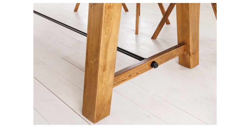 Grande table RANCHO – Rectangulaire 400 cm – Bois massif de pin recyclé et métal – Style rustique