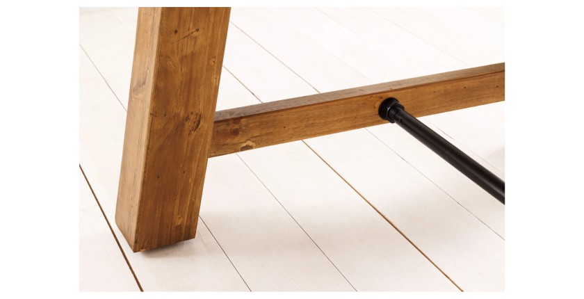 Grande table RANCHO – Rectangulaire 400 cm – Bois massif de pin recyclé et métal – Style rustique