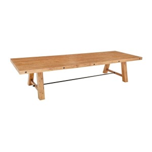 Grande table RANCHO – Rectangulaire 400 cm – Bois massif de pin recyclé et métal – Style rustique