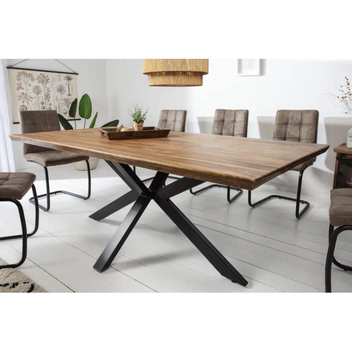 Tavolo da pranzo SOLARA – Rettangolare 180 cm – Legno massiccio di Sheesham e metallo – Stile industriale