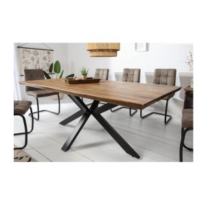 Table de salle à manger SOLARA – Rectangulaire 180 cm – Bois massif Sheesham et métal – Style industriel