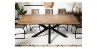 Table de salle à manger SOLARA – Rectangulaire 180 cm – Bois massif Sheesham et métal – Style industriel