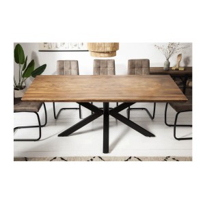 Table de salle à manger SOLARA – Rectangulaire 180 cm – Bois massif Sheesham et métal – Style industriel