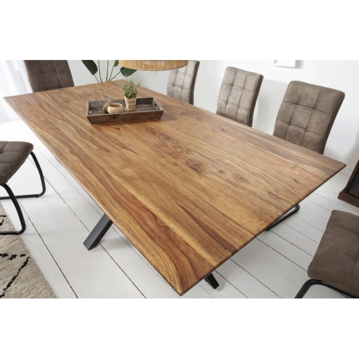Tavolo da pranzo SOLARA – Rettangolare 180 cm – Legno massiccio di Sheesham e metallo – Stile industriale