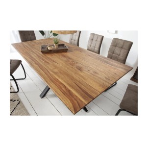 Table de salle à manger SOLARA – Rectangulaire 180 cm – Bois massif Sheesham et métal – Style industriel
