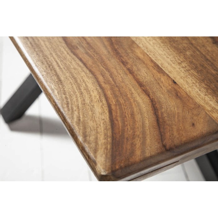 Tavolo da pranzo SOLARA – Rettangolare 180 cm – Legno massiccio di Sheesham e metallo – Stile industriale