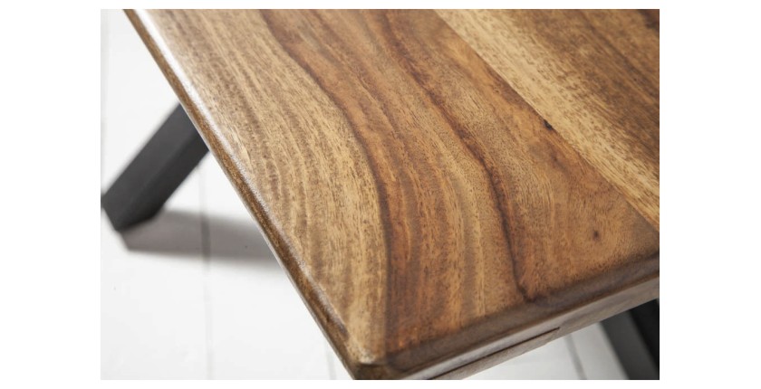 Table de salle à manger SOLARA – Rectangulaire 180 cm – Bois massif Sheesham et métal – Style industriel