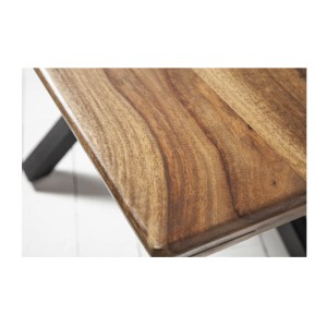 Table de salle à manger SOLARA – Rectangulaire 180 cm – Bois massif Sheesham et métal – Style industriel