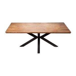 Table de salle à manger SOLARA – Rectangulaire 180 cm – Bois massif Sheesham et métal – Style industriel