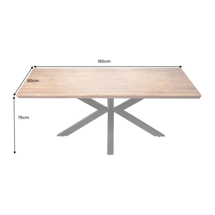 Tavolo da pranzo SOLARA – Rettangolare 180 cm – Legno massiccio di Sheesham e metallo – Stile industriale