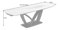Table AZURA – Extensible 180 à 260 cm – Rectangulaire – Effet marbre blanc – Design contemporain