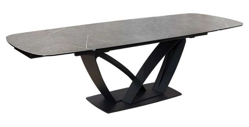 Table AZURA – Extensible 180 à 260 cm – Rectangulaire – Effet marbre gris graphite – Design contemporain