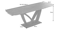 Table AZURA – Extensible 180 à 260 cm – Rectangulaire – Effet marbre gris graphite – Design contemporain