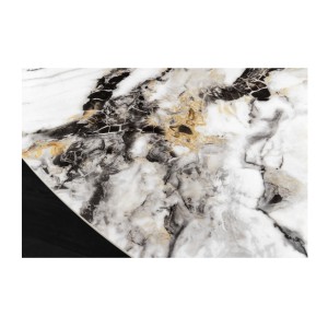 Table AXYA – Ronde 150 cm – Plateau en céramique et verre trempé effet marbre blanc avec plateau supérieur tournant