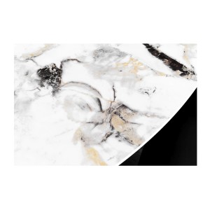 Table AXYA – Ronde 150 cm – Plateau en céramique et verre trempé effet marbre blanc avec plateau supérieur tournant