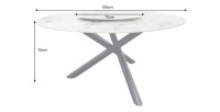 Table AXYA – Ronde 150 cm – Plateau en céramique et verre trempé effet marbre blanc avec plateau supérieur tournant