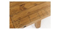 Table de salle à manger RANCHO – Extensible jusqu’à 400 cm – Bois pin vernis et métal – Style rustique