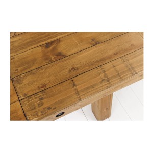 Table de salle à manger RANCHO – Extensible jusqu’à 400 cm – Bois pin vernis et métal – Style rustique