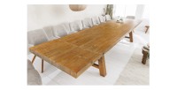 Table de salle à manger RANCHO – Extensible jusqu’à 400 cm – Bois pin vernis et métal – Style rustique