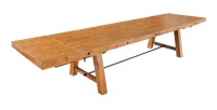 Table de salle à manger RANCHO – Extensible jusqu’à 400 cm – Bois pin vernis et métal – Style rustique